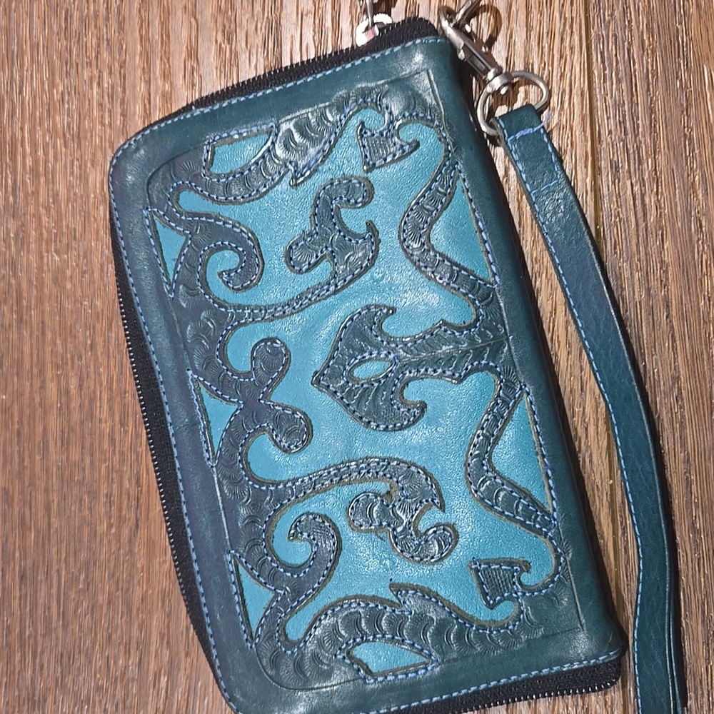 LEADERS IN LEATHER TEAL BLUE WALLET.. #7637